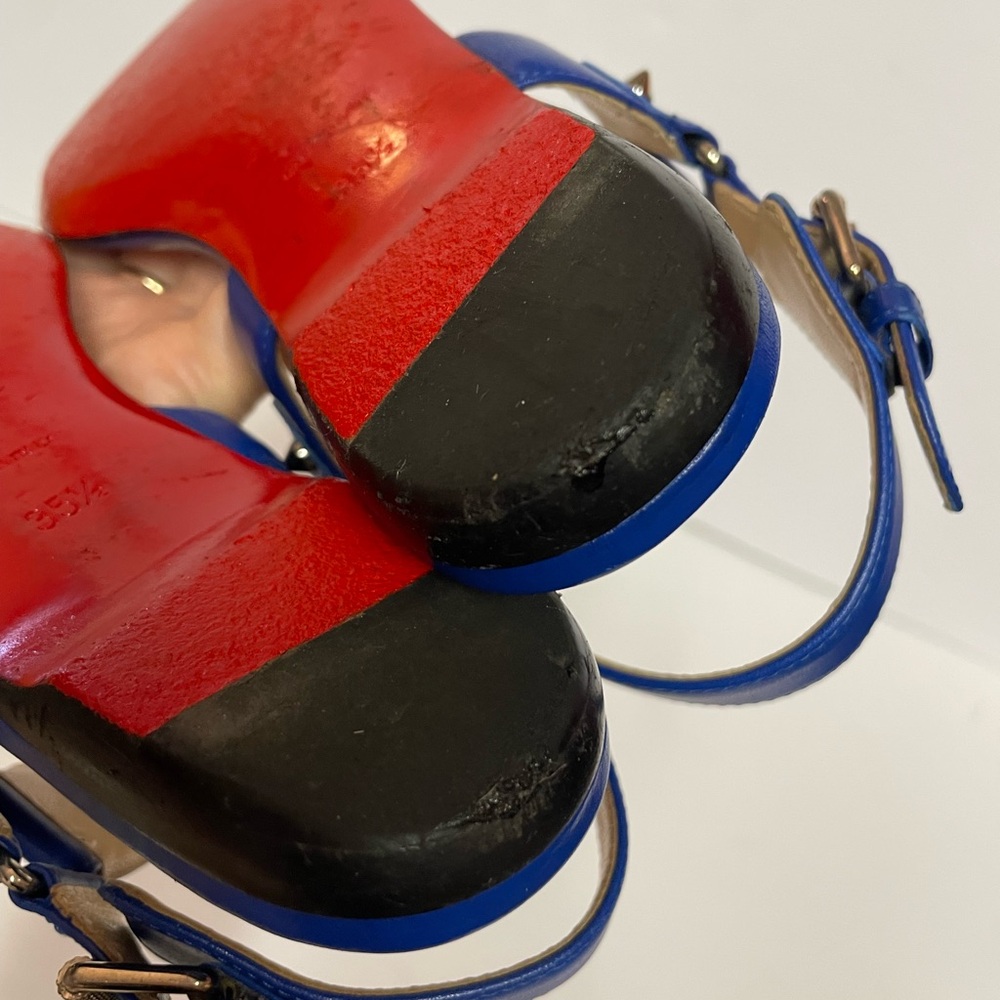 Christian Louboutin Blue Studded Leather Sandals - Picture 12 of 15
